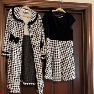 Rare Editions Black and White Houndstooth Dress and Coat Set
